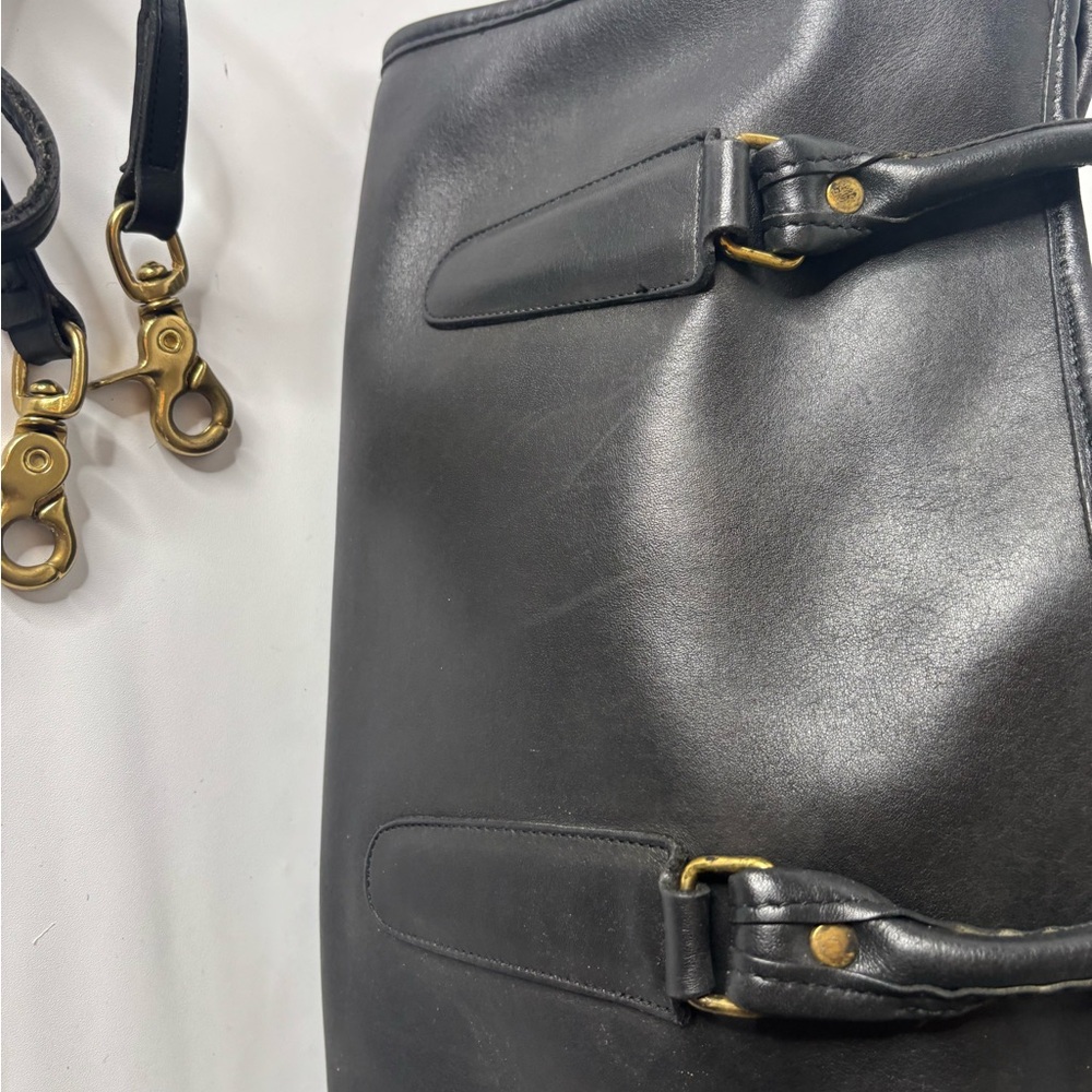 Coach Black Leather Satchel with Brass Hardware - Picture 2 of 12